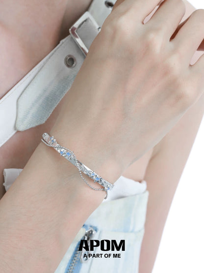 Blue Star 18K Platinum Plating Y2K Retro Bangle Braclet