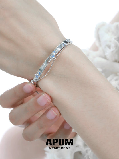 Blue Star 18K Platinum Plating Y2K Retro Bangle Braclet