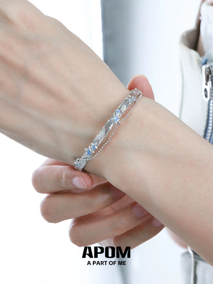 Blue Star 18K Platinum Plating Y2K Retro Bangle Braclet