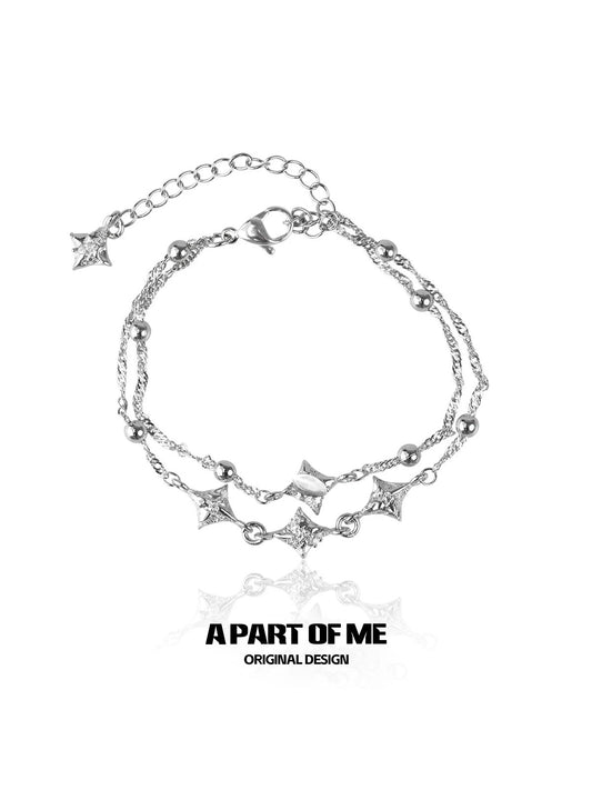 Starlight S925 Sterling Silver Double Layered Bracelet