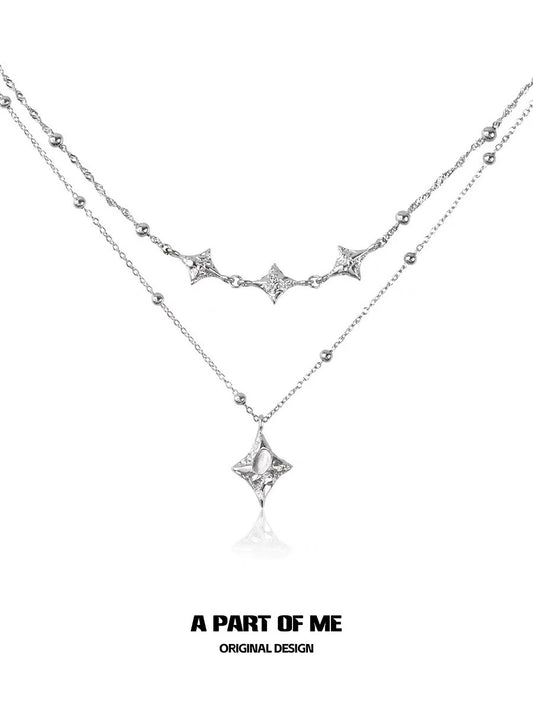 Starlight S925 Sterling Silver Double Layered Necklace