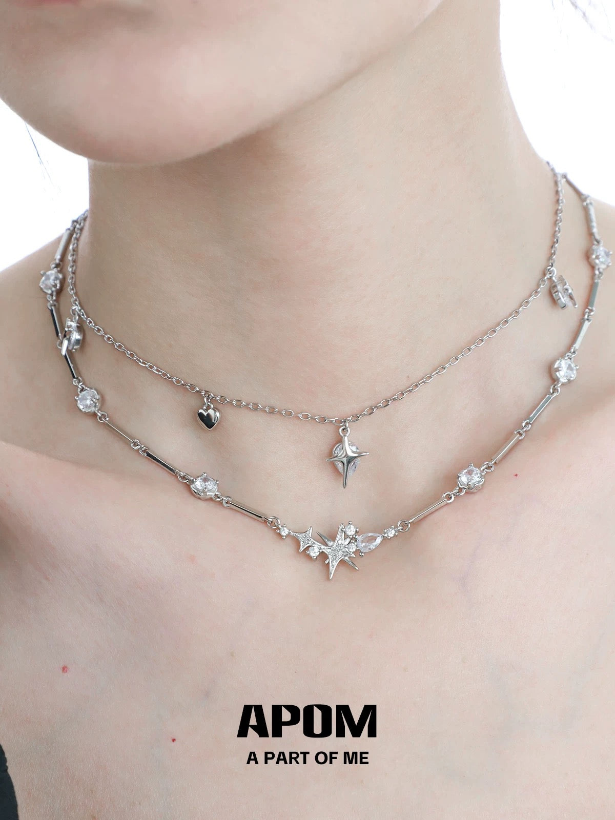 Sparkling 18K Platinum Plating Star Necklace Combo