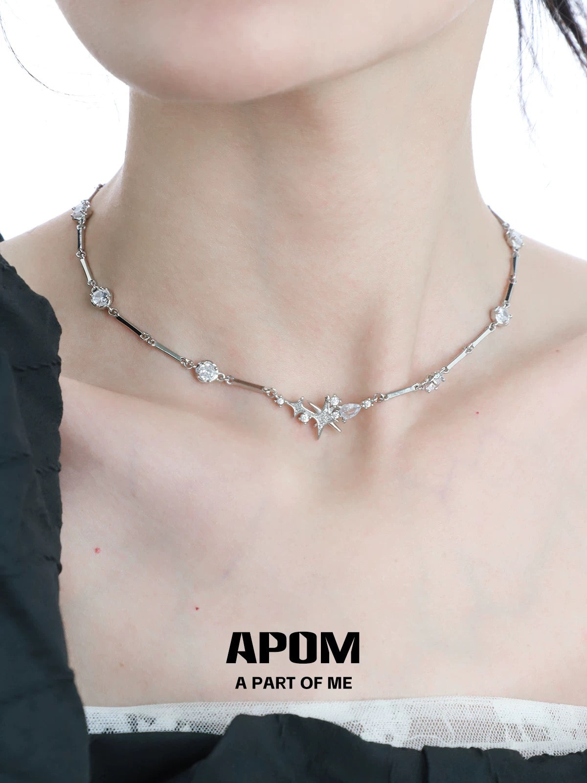 Sparkling 18K Platinum Plating Star Necklace Combo
