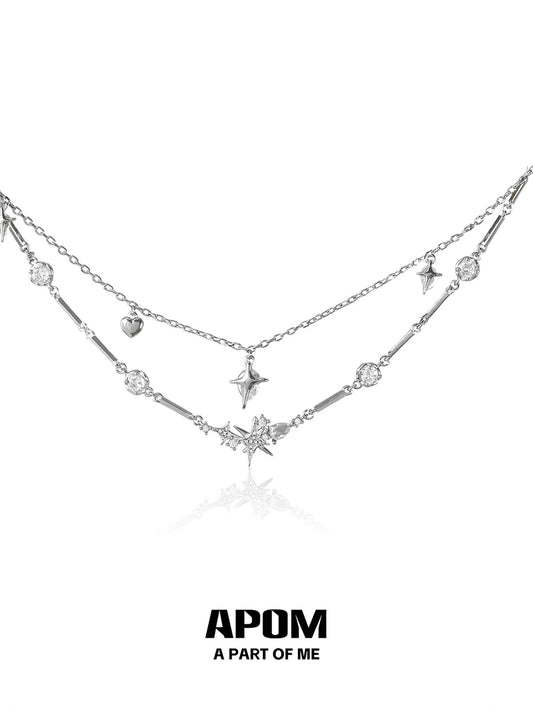 Sparkling 18K Platinum Plating Star Necklace Combo