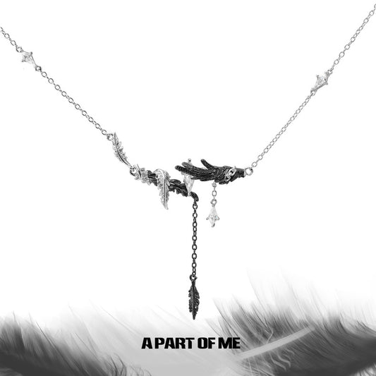 A Love Story of a Dove & a Crow 18K Platinum Plating Tassel Feather Necklace
