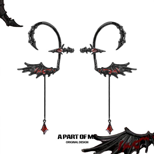 Shadow Flame Series (Sylus Dragon Form) 18K Black Gold Plating Dragon Wing & Tail Ear Wraps