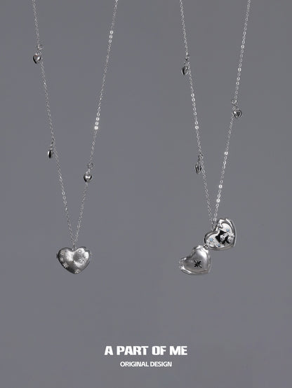 The Winter Kitten 18K Platinum Plating Flip Heart Pendant Necklace