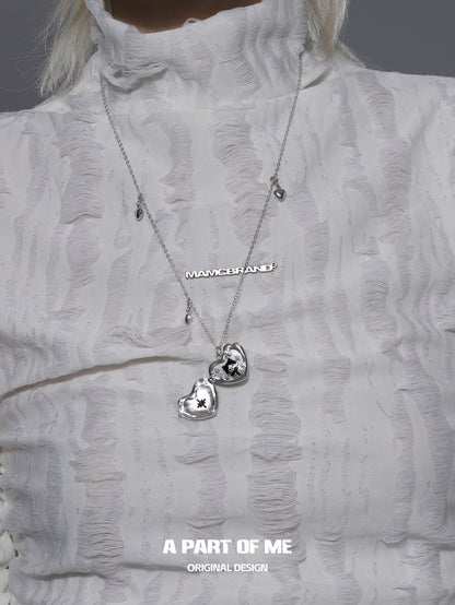 The Winter Kitten 18K Platinum Plating Flip Heart Pendant Necklace