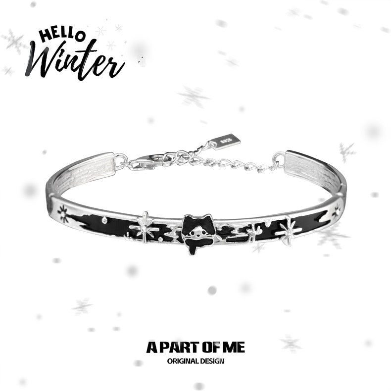 The Winter Kitten S925 Sterling Silver Cat Bangle