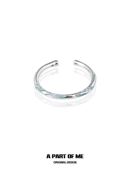 Basic S925 Sterling Silver Mint Resin Adjustable Mini Rings