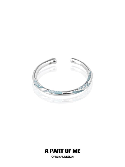 Basic S925 Sterling Silver Mint Resin Adjustable Mini Rings