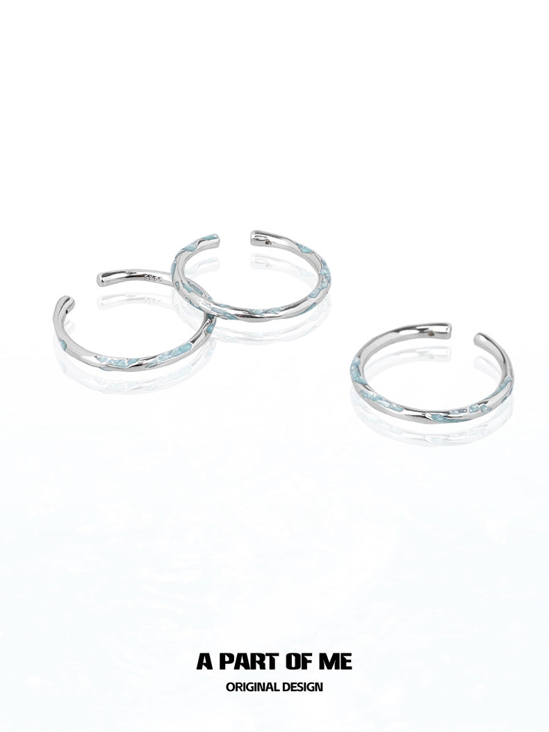 Basic S925 Sterling Silver Mint Resin Adjustable Mini Rings