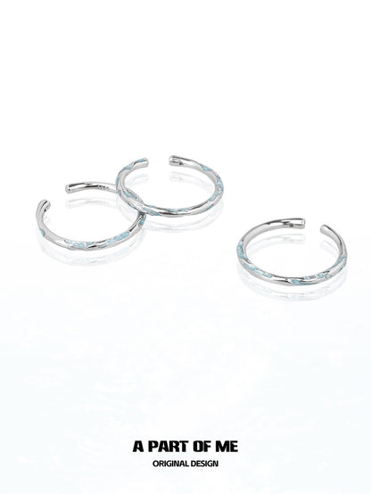 Basic S925 Sterling Silver Mint Resin Adjustable Mini Rings