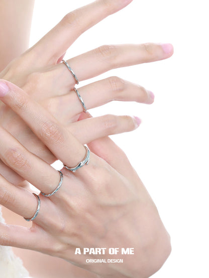 Basic S925 Sterling Silver Mint Resin Adjustable Mini Rings