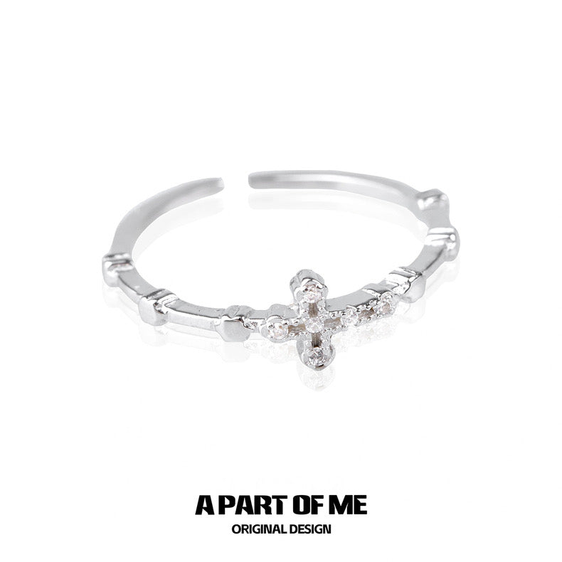 Mini Cross Basic S925 Sterling Silver Adjustable Rings