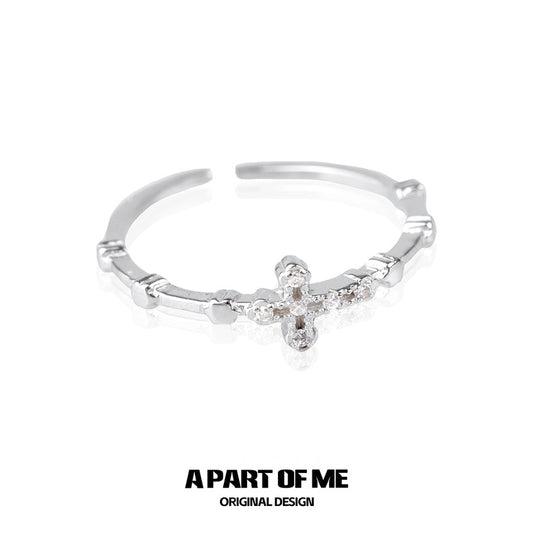 Mini Cross Basic S925 Sterling Silver Adjustable Rings