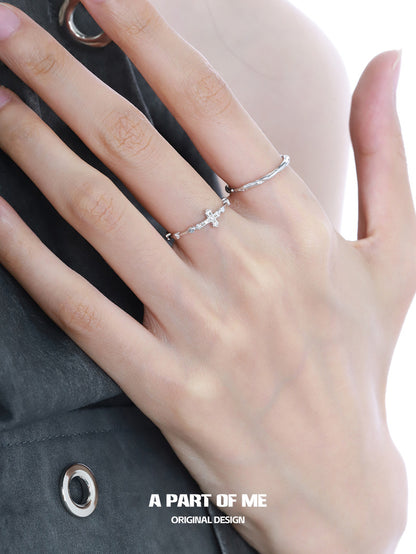 Mini Cross Basic S925 Sterling Silver Adjustable Rings