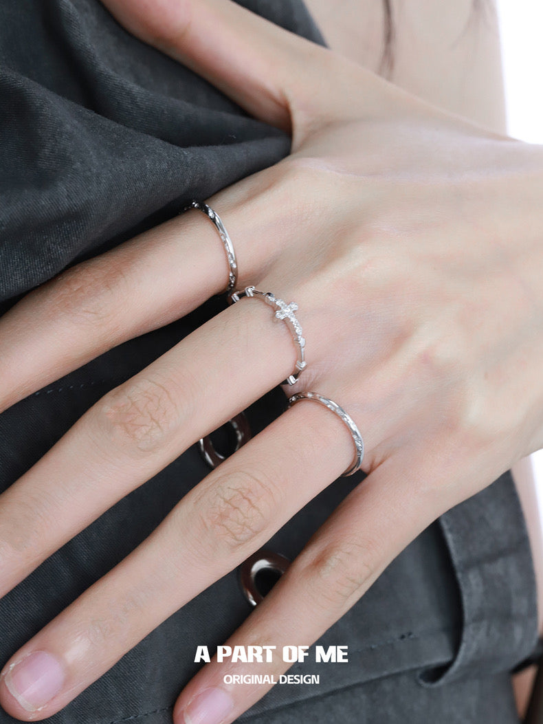 Mini Cross Basic S925 Sterling Silver Adjustable Rings