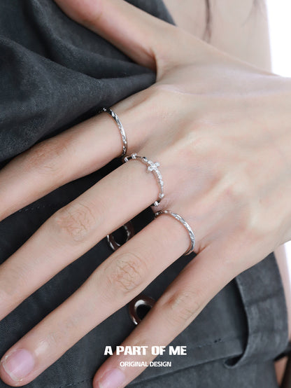 Mini Cross Basic S925 Sterling Silver Adjustable Rings