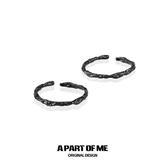 Basic S925 Sterling Silver Adjustable Black Mini Rings