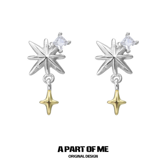 Golden Star S925 Sterling Silver Guardian Star Stud Earrings