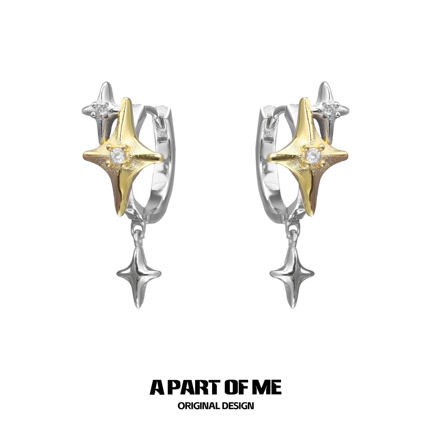 Golden Star 18K Platinum Plating Huggies Earrings
