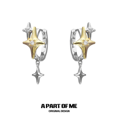 Golden Star 18K Platinum Plating Huggies Earrings