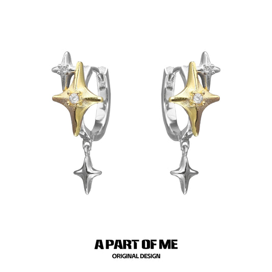 Golden Star 18K Platinum Plating Huggies Earrings