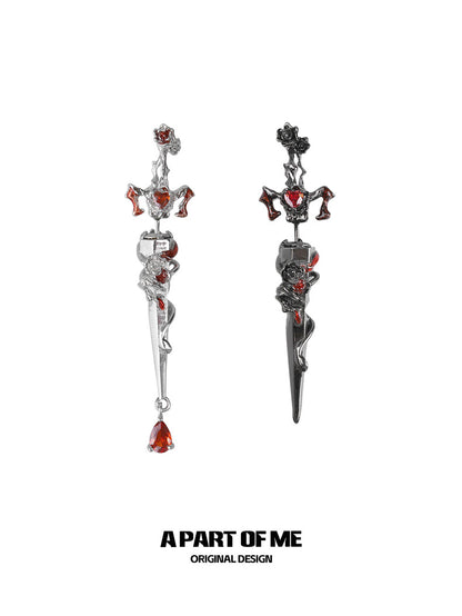 God of War 18K Platinum Plating Rose Sword Earrings
