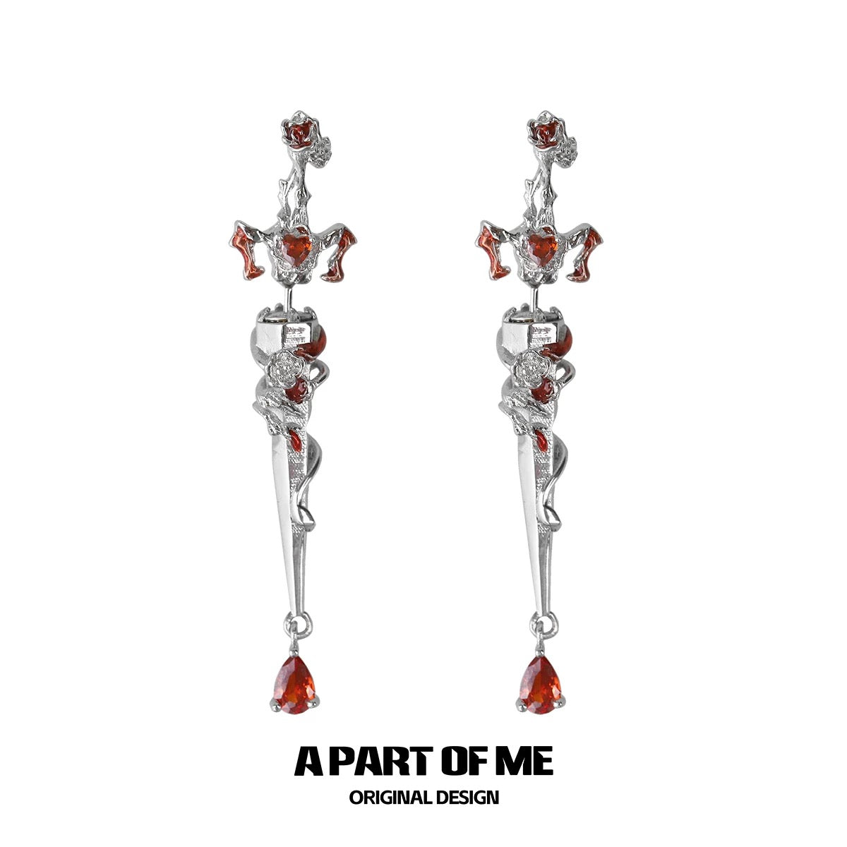 God of War 18K Platinum Plating Rose Sword Earrings