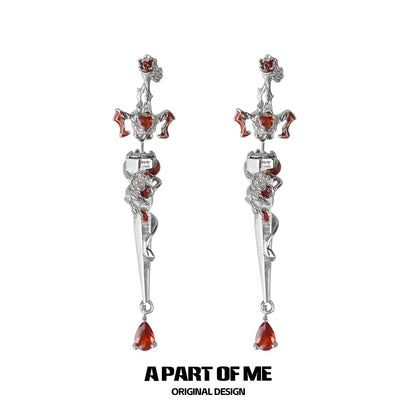 God of War 18K Platinum Plating Rose Sword Earrings
