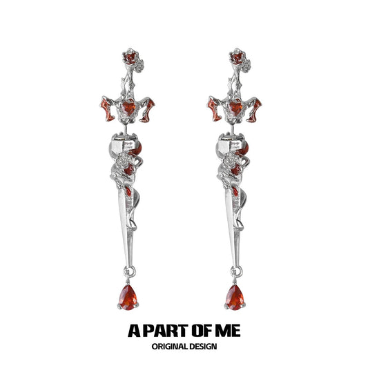 God of War 18K Platinum Plating Rose Sword Earrings