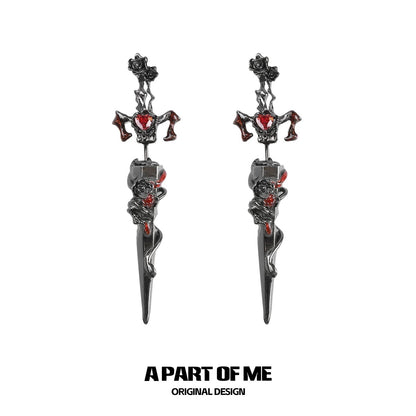 God of War 18K Platinum Plating Rose Sword Earrings