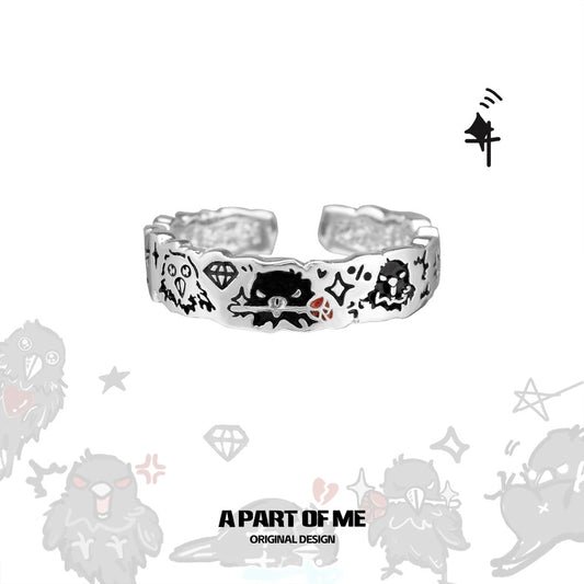 Crow Graffiti (Mephisto) S925 Sterling Silver Ring