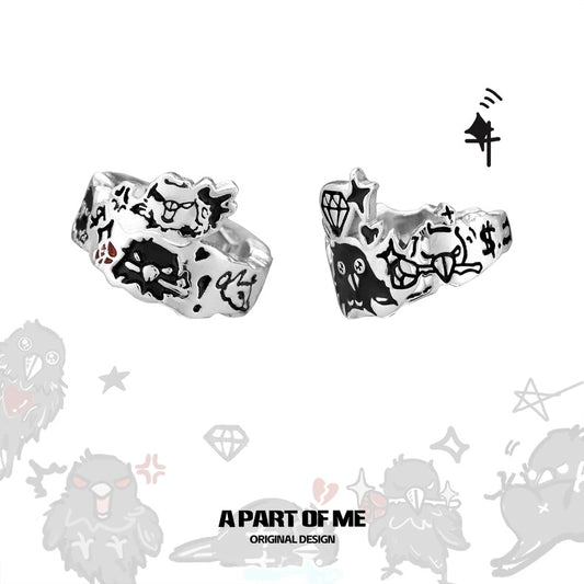 Crow Graffiti (Mephisto) 18K Platinum Plating Ear Cuffs