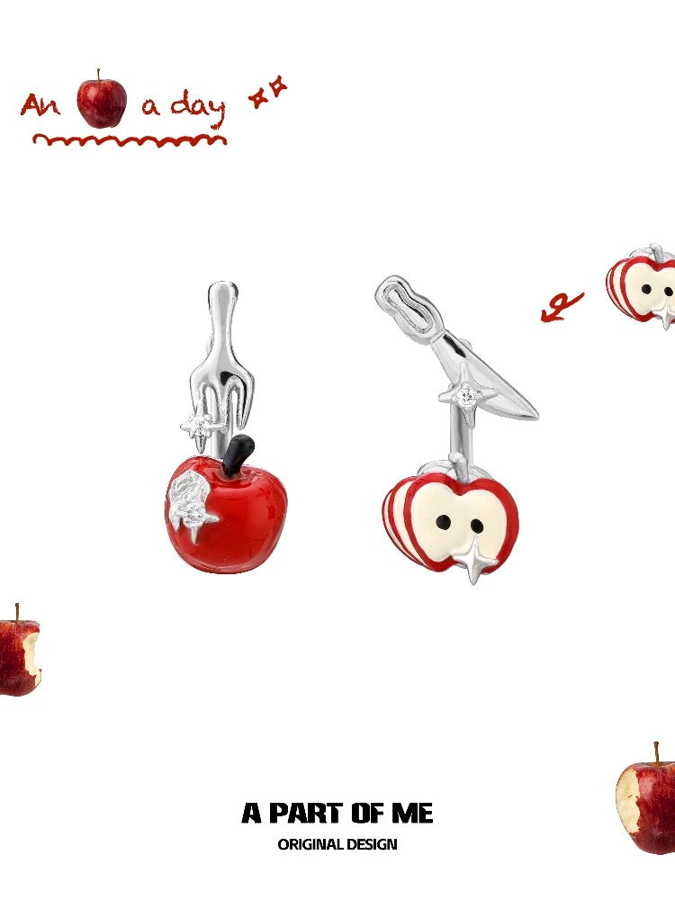 Apple Slice 18K Platinum Plating Stud Detachable Earrings