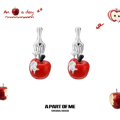 Apple Slice 18K Platinum Plating Stud Detachable Earrings
