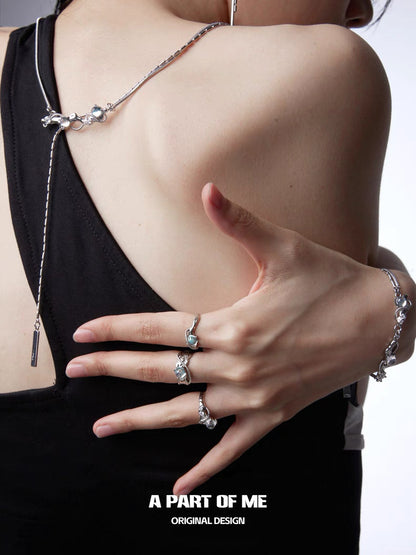 Fantasy Series S925 Sterling Silver Moonstone Adjustable Rings