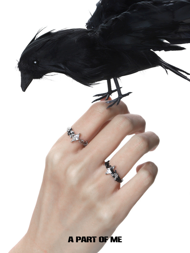 A Love Story Between a Dove and a Crow S925 Sterling Silver Couple Rings