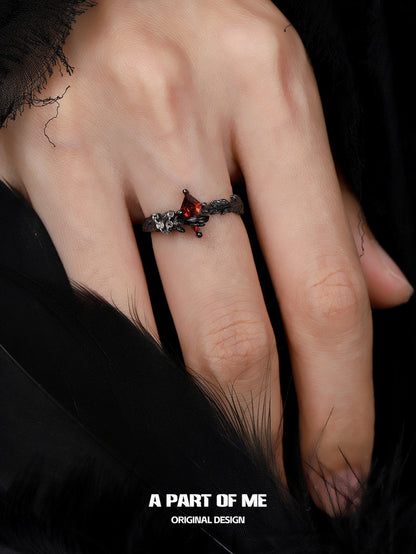A Love Story Between a Dove and a Crow S925 Sterling Silver Couple Rings