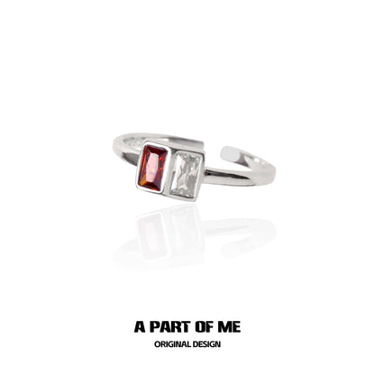 Dangerous Accomplice S925 Sterling Silver Red & White Zircon Ring