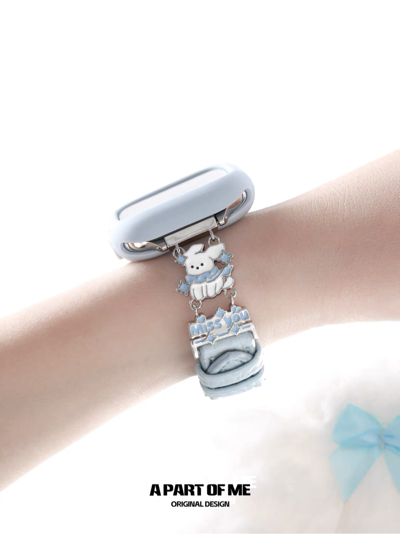 Black Cat & White Dog Leather Apple Watch iWatch Band