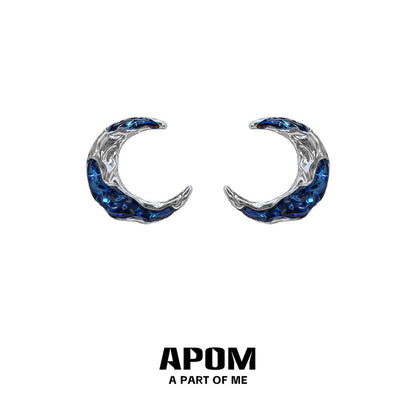 Blue Moon Collection 18K Platinum Plated Stud Earrings
