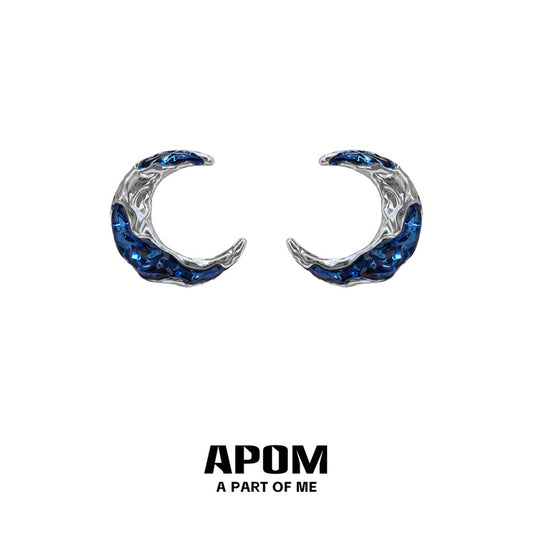Blue Moon Collection 18K Platinum Plated Stud Earrings