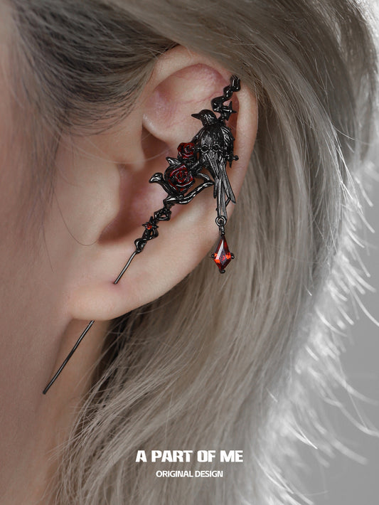 Crow Collection (Sylus's Verson) 18K Black Gold Plated Needle Earrings