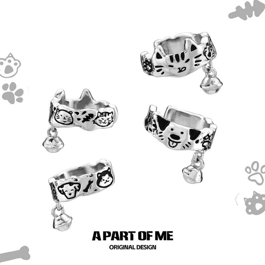 Graffiti Cat & Dog 18K Platinum Plating Ear Cuffs
