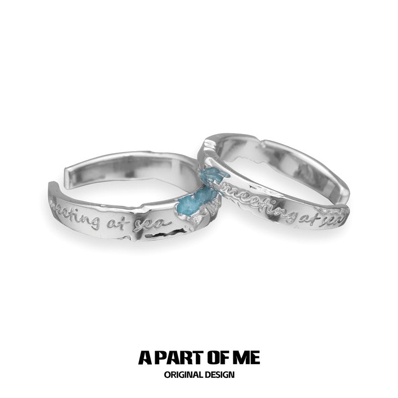 "meeting at the sea"S925 Sterling Silver Couple Ring