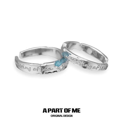 "meeting at the sea"S925 Sterling Silver Couple Ring