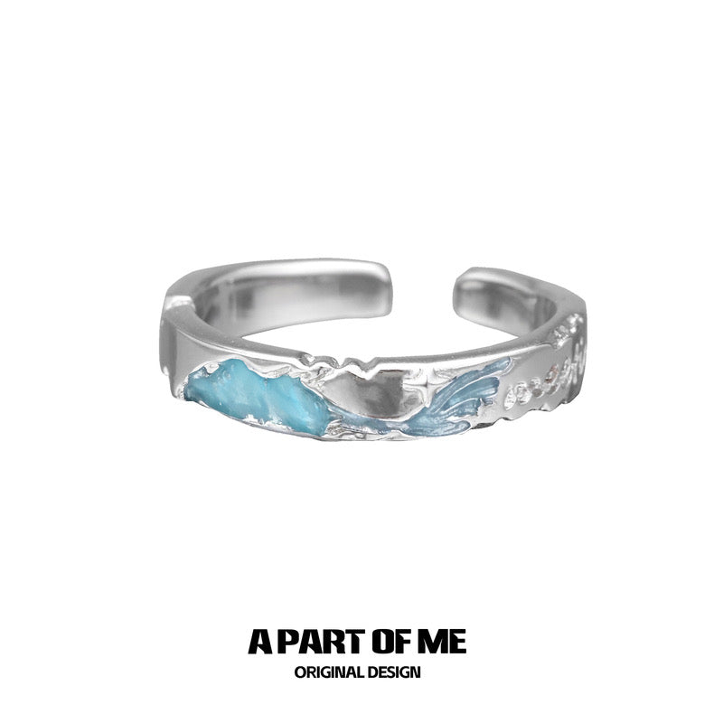 "meeting at the sea"S925 Sterling Silver Couple Ring