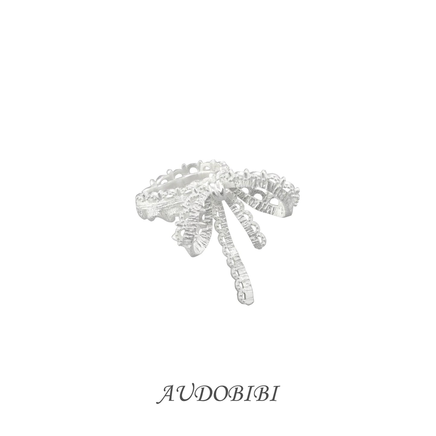 Dreaming in Lace 18K Platinum Plating Lace Ribbon Earcuffs